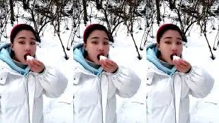 REAL SNOW EATING / SNOW ICE EATING. ICE EATING