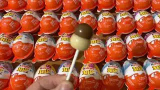 Red-100 Colored Glitter Kinder Joy Satisfying Toys Opening A Lot Of Kinder Joy Chocolate ASMR