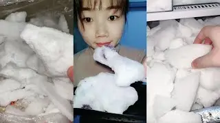 Freezer Frost Eating | Crunchy Ice Eating | Refrozen Ice Eating ASMR ❤️❄️#whiteice #freezerfrost
