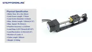 Nema 17 Stepper Lead Screw Linear Actuator 1.5A Stroke 120mm 0.25Nm Lead 6.35mm(0.25
