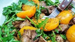 НУЖНО ТОЛЬКО приготовить! Теплый Салат с куриной печенью и ЖАРЕНЫМИ АБРИКОСАМИ
