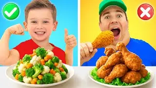 Kids and Uncle learn to choose healthy food