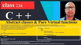 34 Abstract Class Pure Virtual function | C++ Programming Tutorial for beginners | cpp | C plus plus