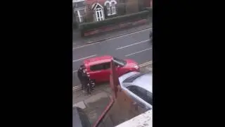 Angry Lads Bash Car Blocking Them On Driveway (watch now)