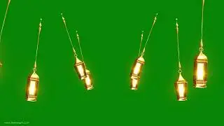 Arabic lamp golden lanterns with arab ornament green screen video