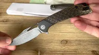 Civivi Dogma Brass Damascus blade