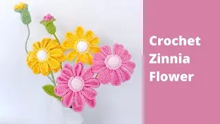 How to Crochet Zinnia Flower Crochet Flower Beginner Tutorial | Crochet Flower Bouquet