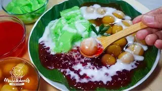 Pandan Candil Pearl Porridge | Srintil Porridge | Traditional Snacks with Mixed Grapefruit