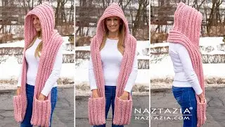CROCHET SCARF with HOOD and POCKETS - Hooded Pocket Scarf by Naztazia