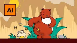 Медведь в Adobe Illustrator - Версия 3. Спидпейнт. Speedpaint