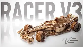 Racer V3 Veter Models Speed Build. F1 Racing Car Made of Wood. Mechanical Puzzle | Timelapse