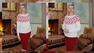Джемпер с круглой жаккардовой кокеткой./ Подробное видео - описание 🧶