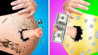 Wednesday Addams Bogată Însărcinată vs Prințesa Peach Însărcinată Săracă de la Gotcha! Viral