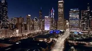 Night flight over Chicago’s Grant Park / Millennium Part