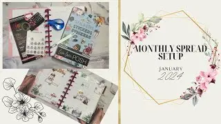 Monthly Spread | Setup With Me (SWM) | January 2024 | Happy Planner (Monthly Layout)