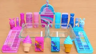 Pink vs Blue - Mixing Makeup Eyeshadow Into Slime ASMR