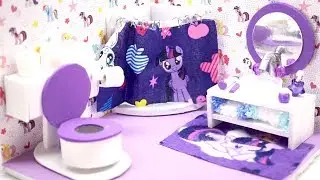 DIY Miniature Dollhouse - MY LITTLE PONY BATHROOM WITH TOILET, SHOWER AND SINK!! (NOT A KIT)