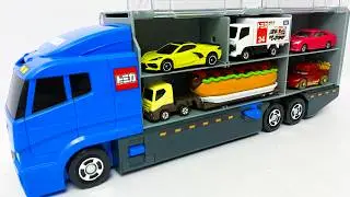 トミカ☆はたらくくるま開封＆コンボイ収納 ! ホンダNSXも参加 | Tomica Work Vehicles Unboxing & Loading into Convoy!