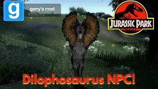 Gmod Mod Reviews: TERRIFYING Jurassic Park DILOPHOSAURUS NPC!