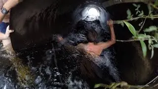 Спуск по трубе на реке Ранова, село Троица