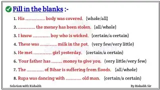 Fill in the blanks with appropriate adjectives | fill in the blanks| fill in the blanks practice set