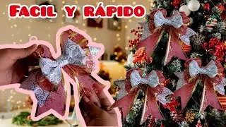 como HACER un MOÑO NAVIDEÑO con liston FACIL Y RAPIDO