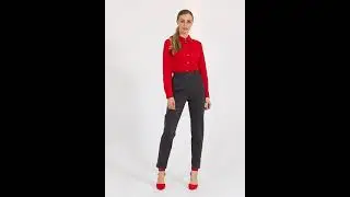 Модная блузка из трикотажа LO красная Артикул: 1121200808