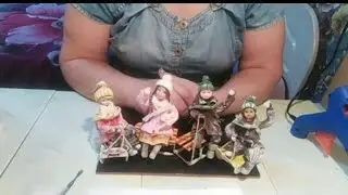 Ватная Игрушка. Девочка и Мальчик на санках. Заключительная часть.7ч