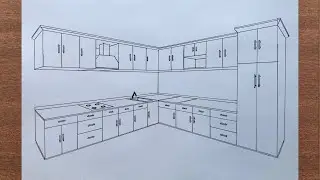 How to Draw a Kitchen in 2-Point Perspective