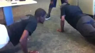 Pushups in the lounge