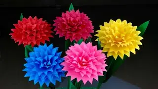 3D Paper Flower Making | Home Decor | Paper Flowers | Crafts With Paper | Paper crafts For School