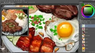 Vẽ cơm tấm sườn - How to draw broken rice Viet Nam [Digital Painting Photoshop]