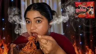 ASMR Trying Buldak 2X Spicy Ramen Noodles🔥🌶️🥵 (heavy breathing sounds)