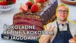 Čokoladne rezine s kokosom in jagodami