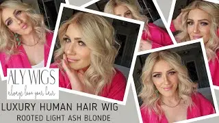 Aly Wigs - Luxury Human Hair Wig - Rooted Light Ashy Blonde