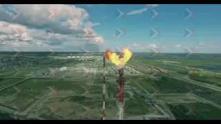 Fire is coming out of the pipe at the gas plant