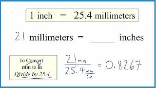 Convert 21 Millimeters to Inches
