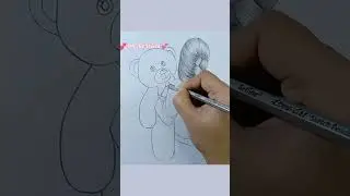 Girl with her Teddy bear drawing 