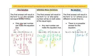 Lesson 19 One Solution, No Solution, Infinitely Many Solutions