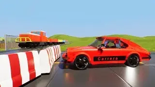 Cement Roadblocks Against Fast Lego Cars Crashes | Brick Rigs