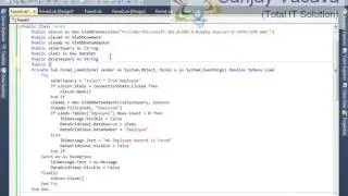 How to Delete Selected Employee Record using the DataGridView in Vb.Net