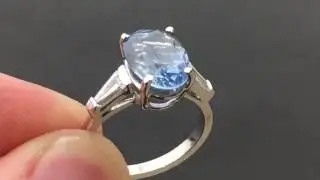 5 Carat Light Blue Sapphire Platinum Ring - HH472