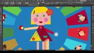 Vintage girl illustration time lapse. Indesign