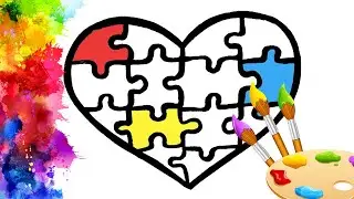 How To Draw A Heart Puzzle For Kids 💚 Easy