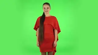 Pretty Young Woman Is Looking Straight  Green Screen Video Effect | No Copyright Stock Video