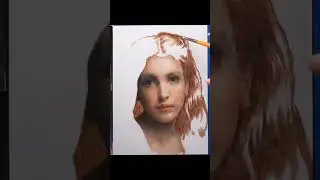 Underpainting hair with BURNT UMBER 🎨 (oil paint) #shorts