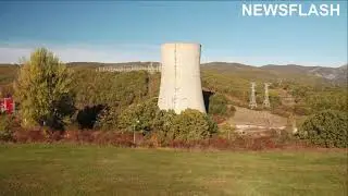 Moment Huge Cooling Tower Comes Crashing Down So That Wind Towers And Solar Cells Can Replace It