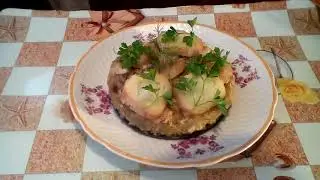 Картофельная запеканка с селедкой. Картофельная бабка без муки и манки. 