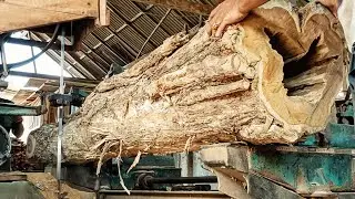 Extraordinary!! Sawing beautiful hollow teak wood