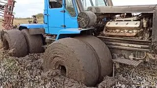 Т150 Спарка в грязи. Выедет? Как мы в балке застряли.